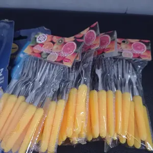 1 Lusin 12 Pcs Garpu Kue Buah Puding Stainless Motif Ganggang Jagung