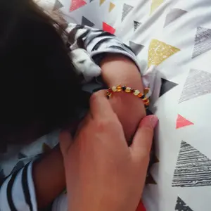 Amber Buddy | XB43M2 Kalung & Gelang Amber Bayi Multicolour Black Glossy - 32cm & 14cm