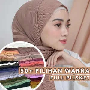 JasmineJilbab - Pashmina Plisket Lidi Ceruty Baby Doll FULL TANPA GARIS TENGAH Pleats Plisir premium Muslim Jilbab Kerudung Wanita Panjang