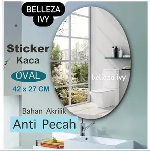 STIKER CERMIN OVAL DAN PERSEGI STIKER DINDING Kaca Akrilik Sudah Dengan Perekat Wallpaper Mirror Kamar Mandi Sticker