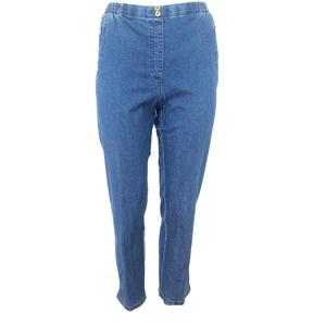 Fashion Luva Womens Straight Leg Jeans Half Elasticated Waist High Denim Trouser Pants Plus Size Casual Comfort Comfortable Womenswear Bottom Comfy Everyday Ladies Loose Breathable Cotton Casual