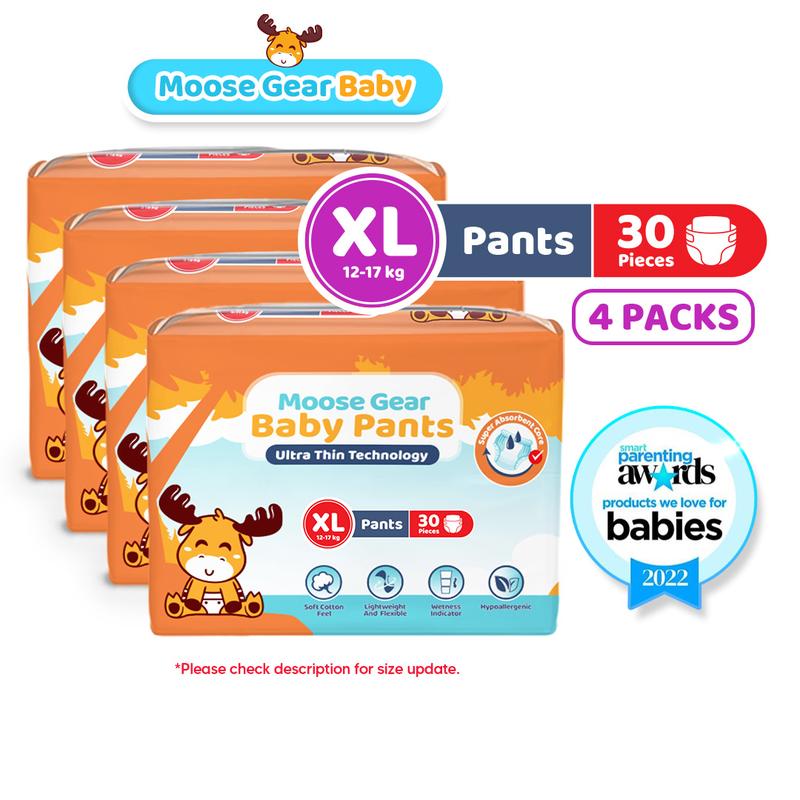 Moose Gear Baby Pants Diaper XL 120pcs (4PACKS) Hypoallergenic