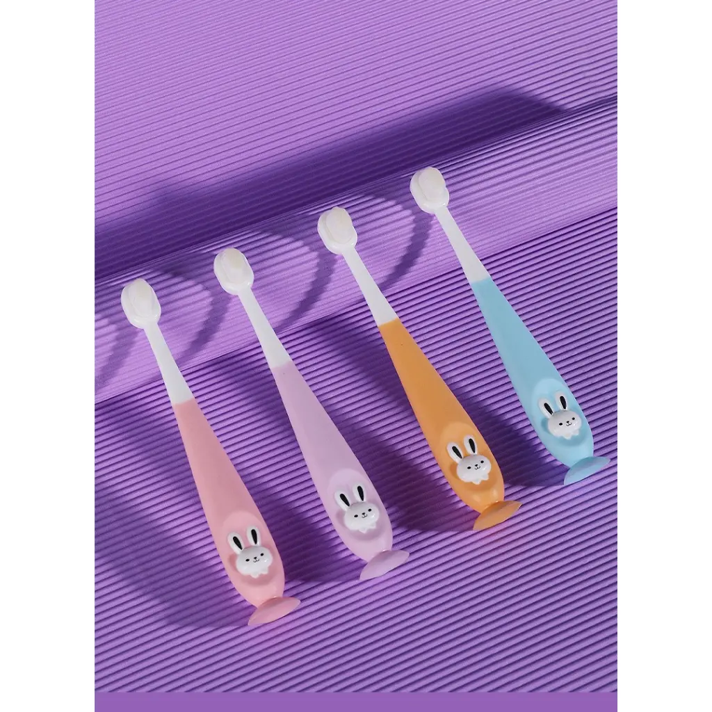 Kids with suction cup can stand cartoon rabbit toothbrush baby soft ...