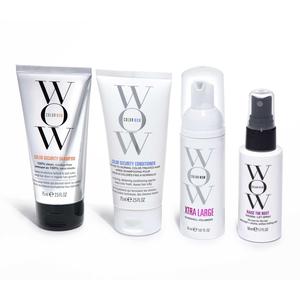 COLOR WOW Thicker, Fuller, Higher Travel Kit - Hair Volumising Shampoo, Conditioner, Volumizer and Lift Spray - Fine to Normal Hair - Travel Size (4pcs) Haircare Lightweight