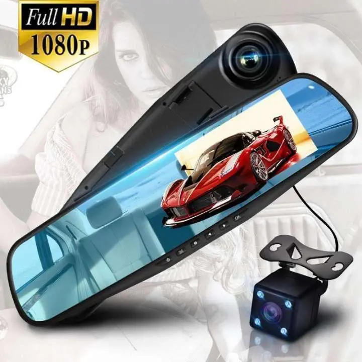 Full HD 1080P Video Camera w/ Dual Lens for Vehicles Front & Rearview ...