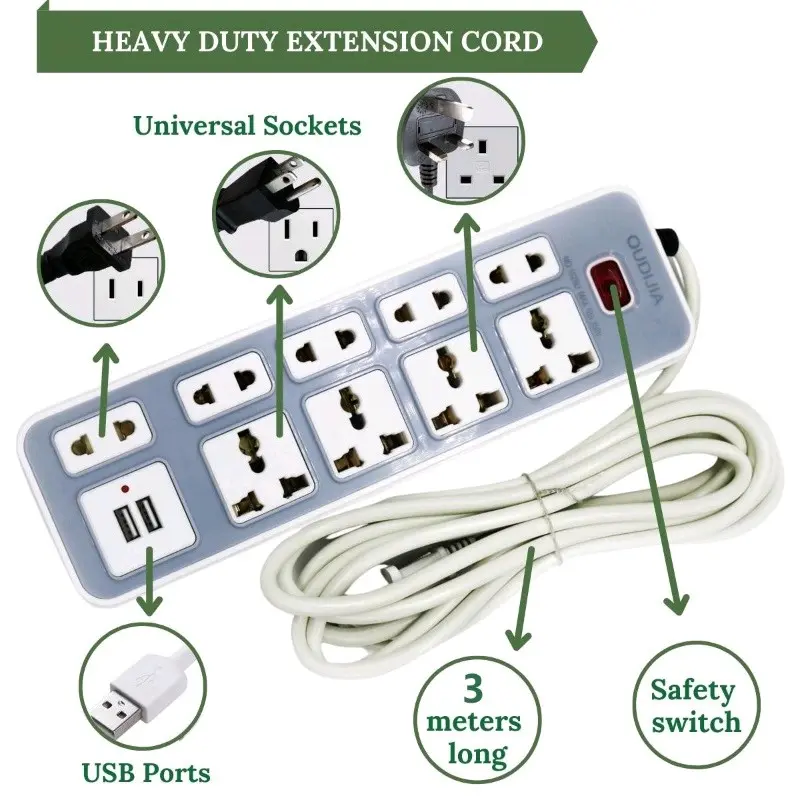Heavy Duty Extension Cord With Multiple MultiFunction Socket High-power ...