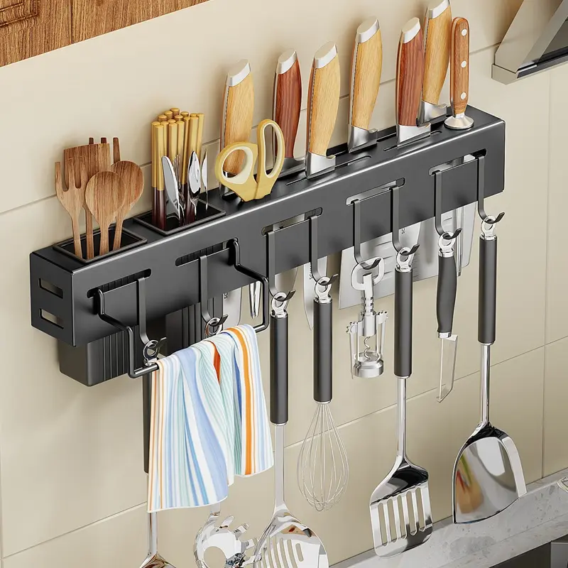 4AM On Wall Knife Rack Stainless Steel knife and utensil Rack Kitchen ...